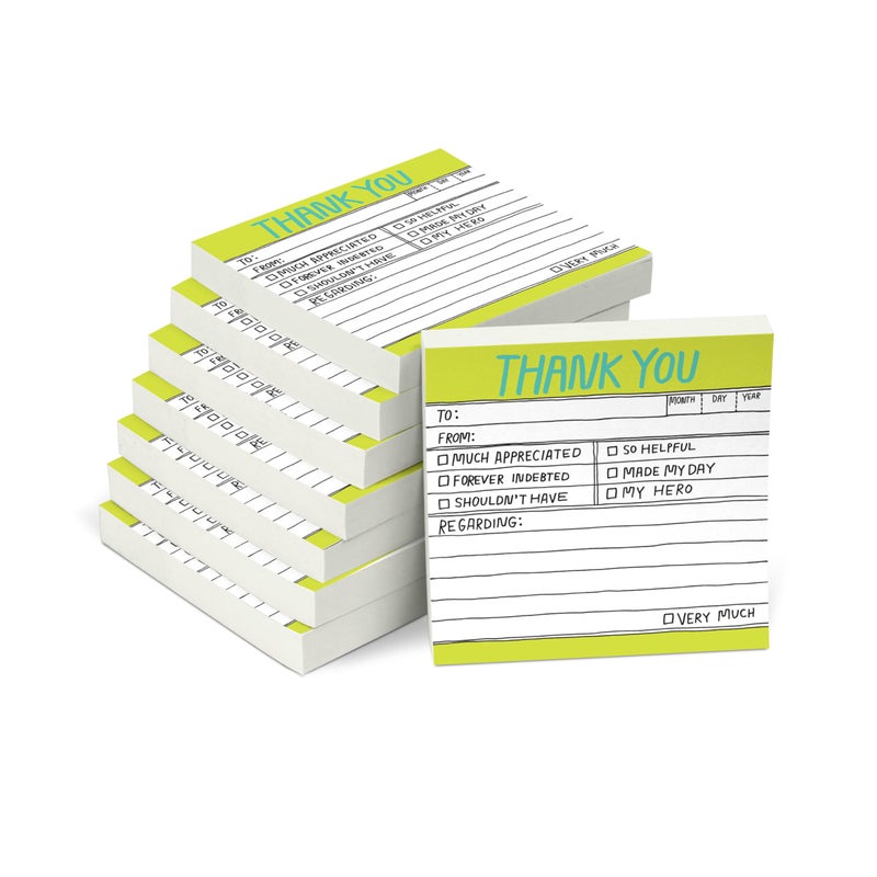 Knock Knock 8-Count Knock Knock Thank You Hand-Lettered Sticky Notes, Thank You Notes, 3 x 3-inches, 100 Sheets Each - Image 1